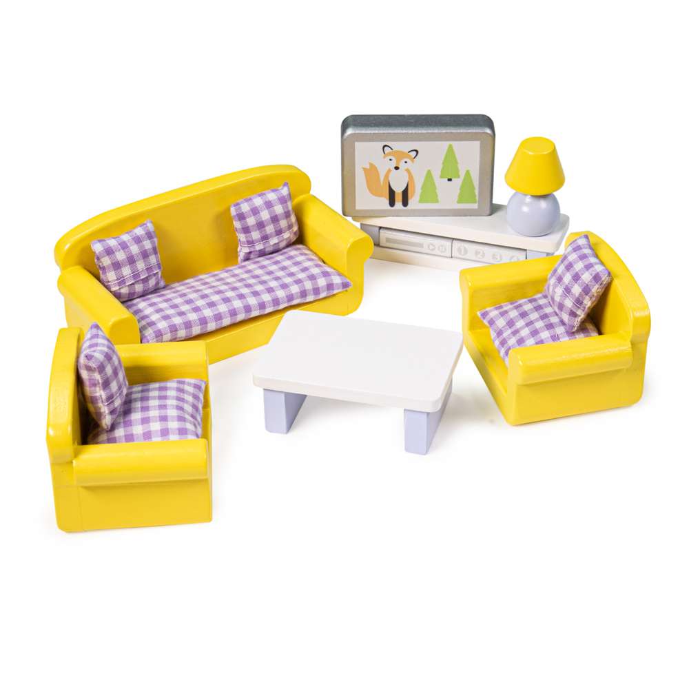 Tidlo Wooden Living Room Dolls House Furniture Set 9 Pieces