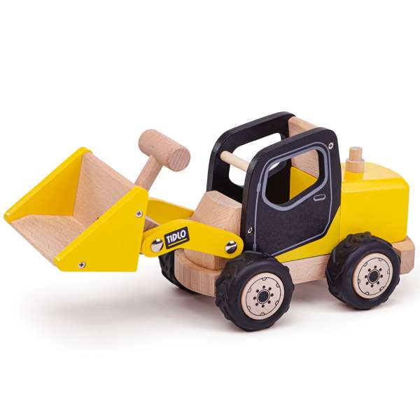 Tidlo Wooden Front End Loader Construction Toy with Rubber Tyres for 3 Years Plus