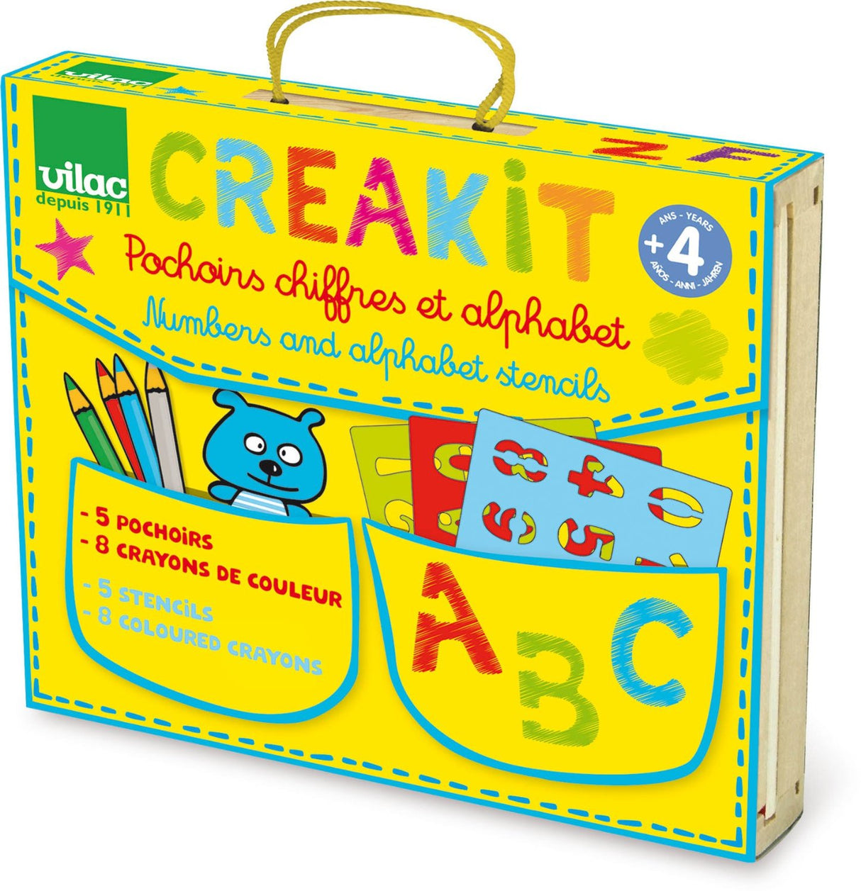 ABC & Numbers Wooden Stencils in a Suitcase