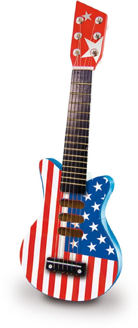 American Flag Rock 'N' Roll Wooden Guitar