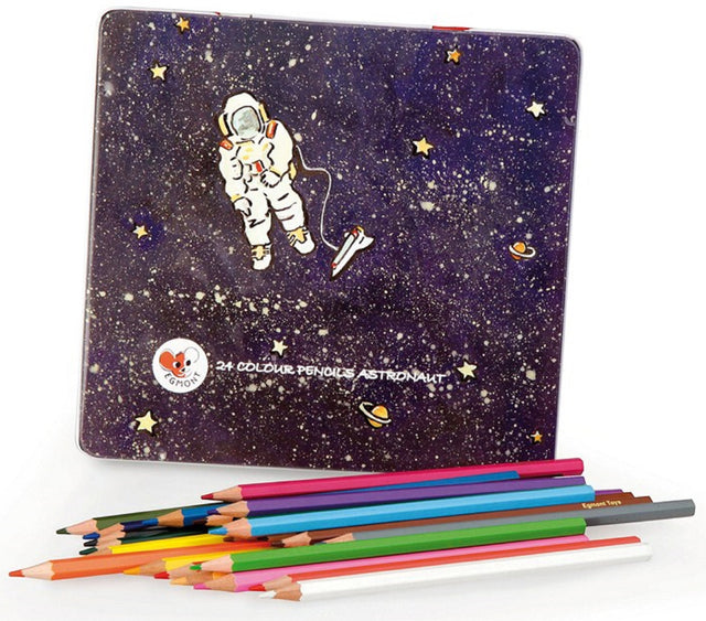 24 Colour Pencils in an Astronaut Themed Tin