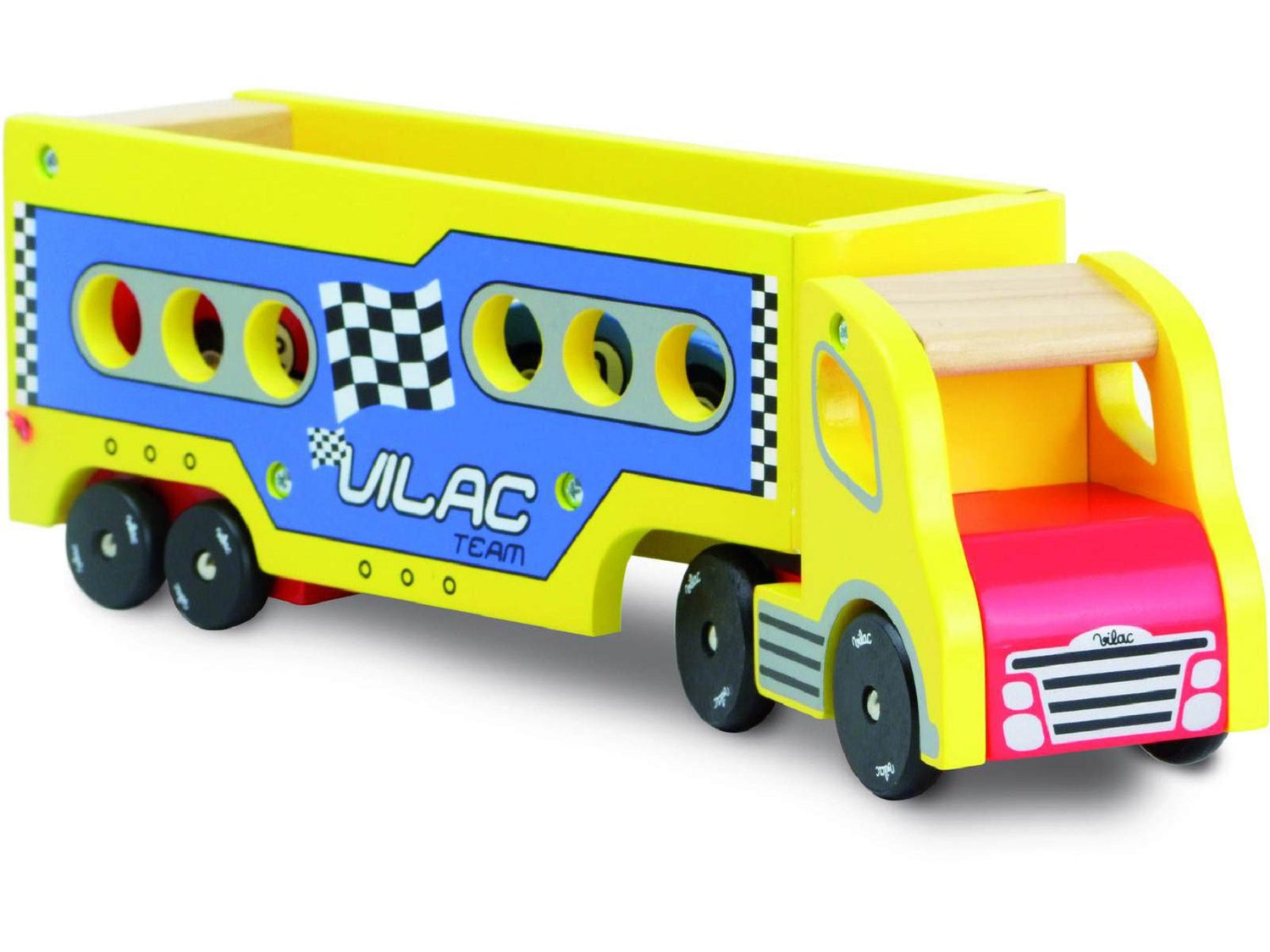 Articulated Wooden Lorry & 2 Cars