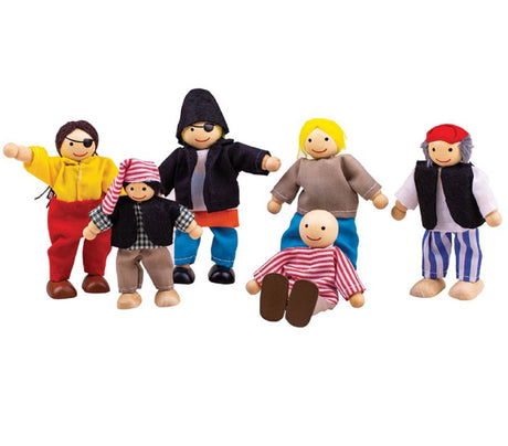 Set of 6 Wooden Pirates