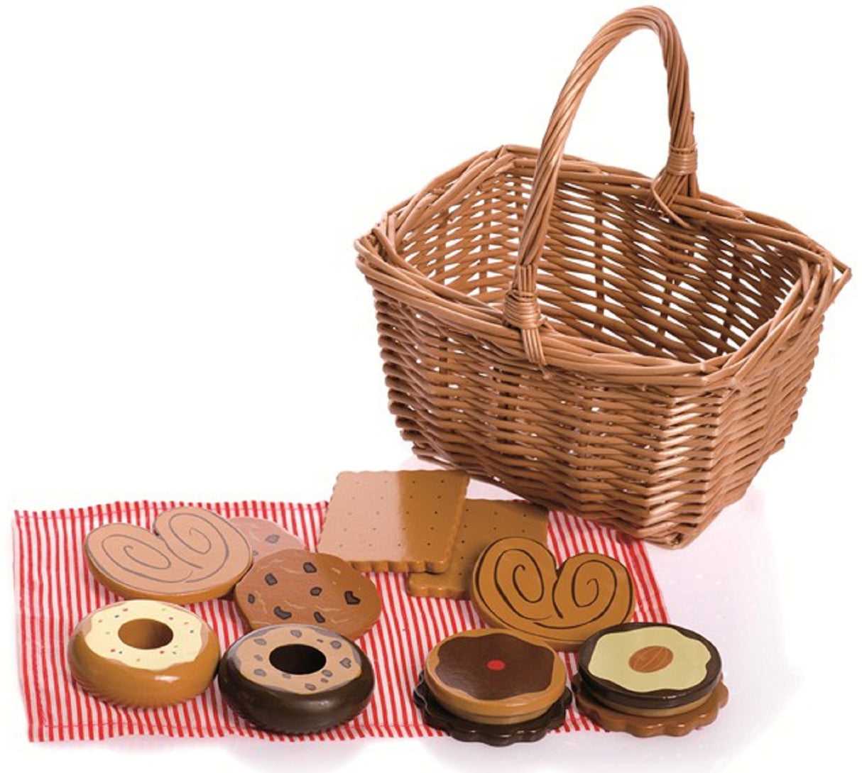 Wicker Basket with Wooden Biscuits