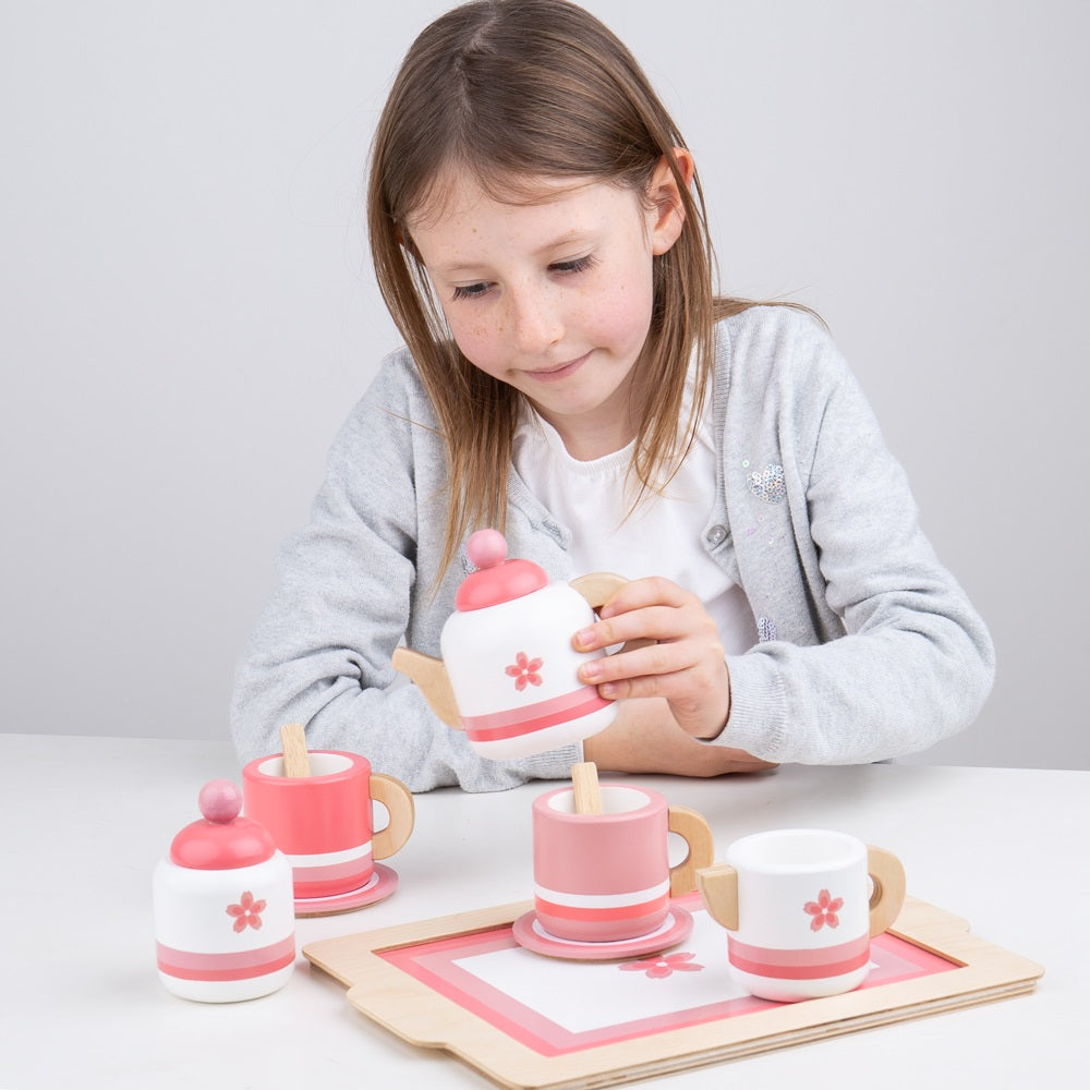 Pink Tea Set and Tray