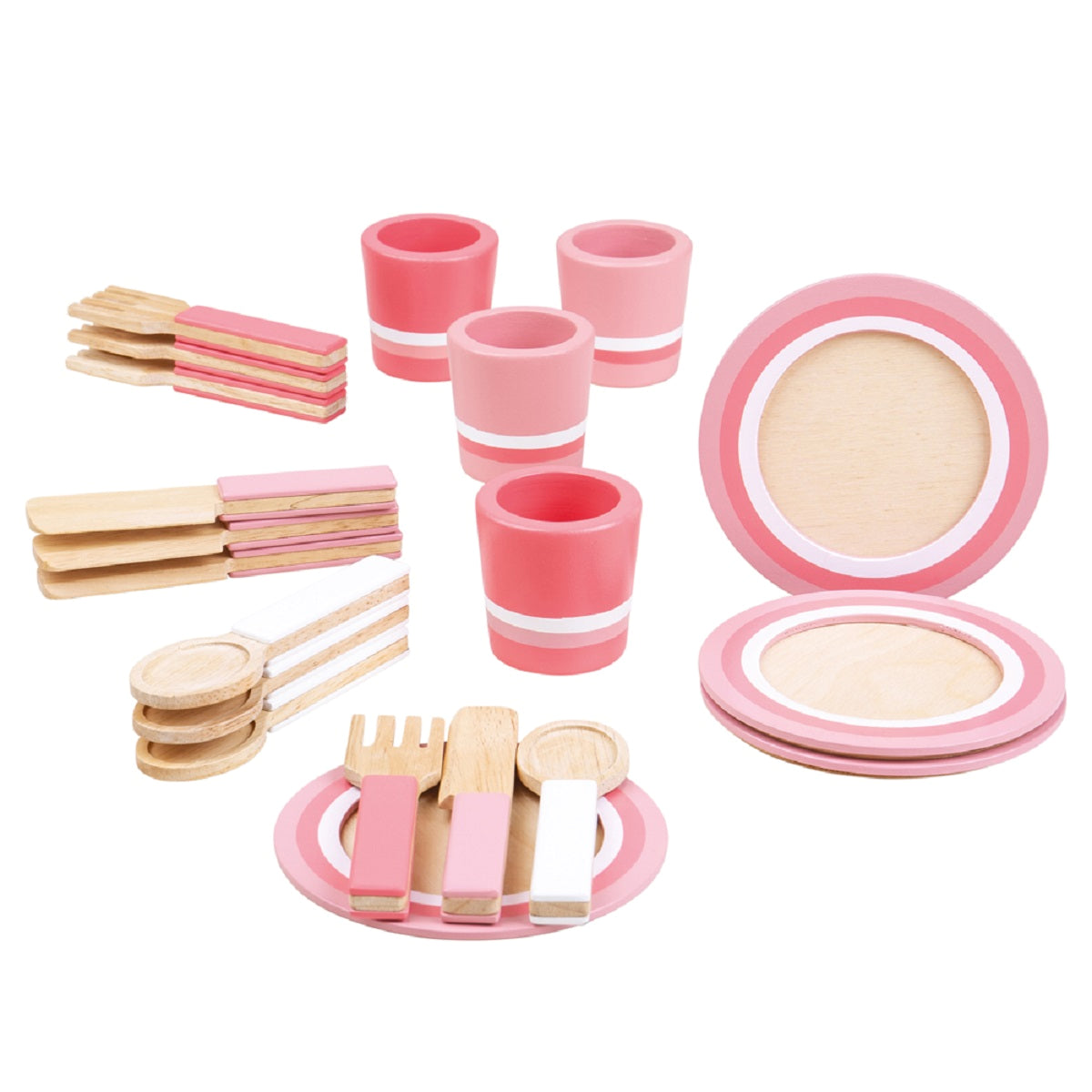 Pink Wooden Dinner Set