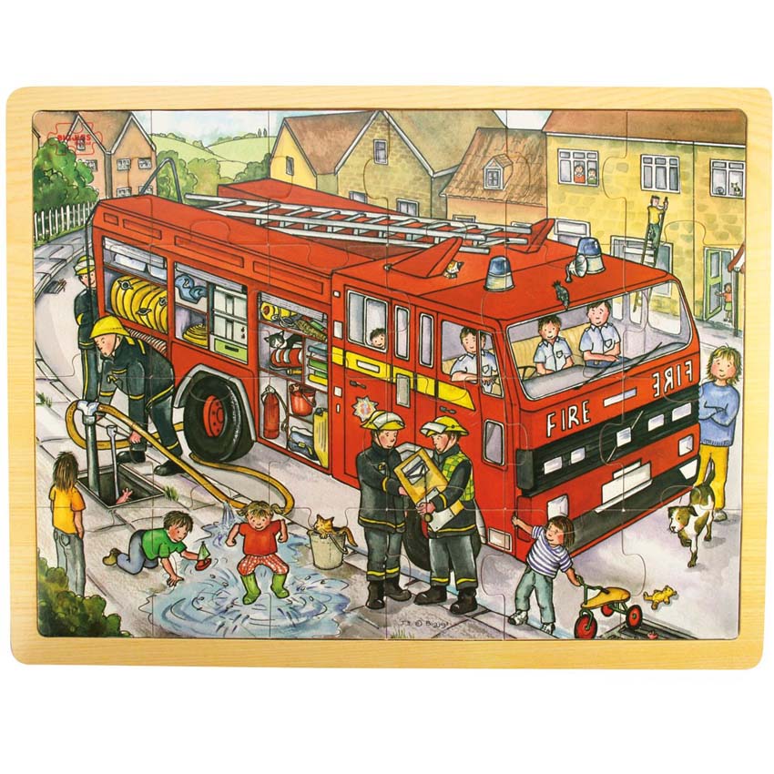 24 Piece Puzzle Tray - Fire Engine