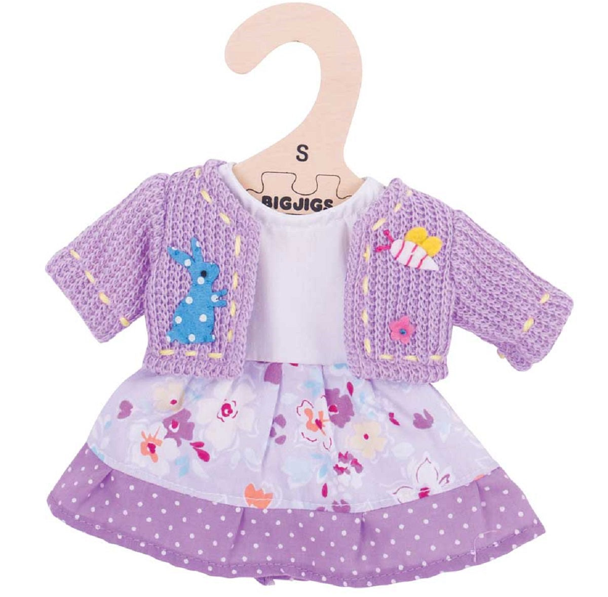 Lilac Dress and Cardigan (for 28cm Doll)