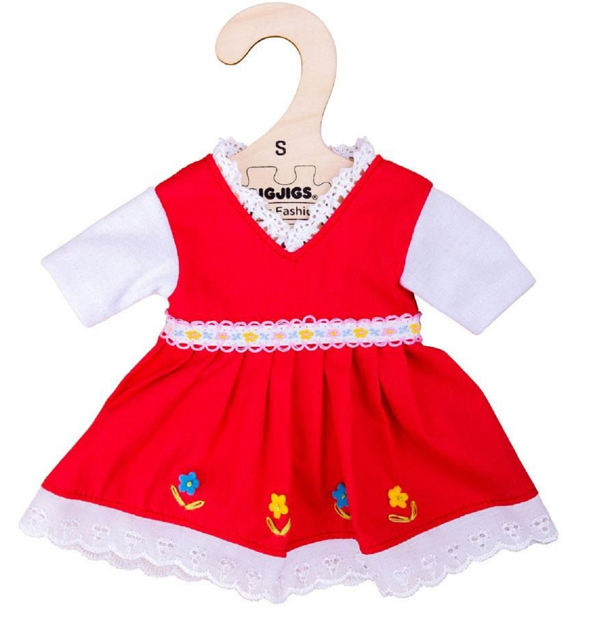 Red Dress with Floral Trim