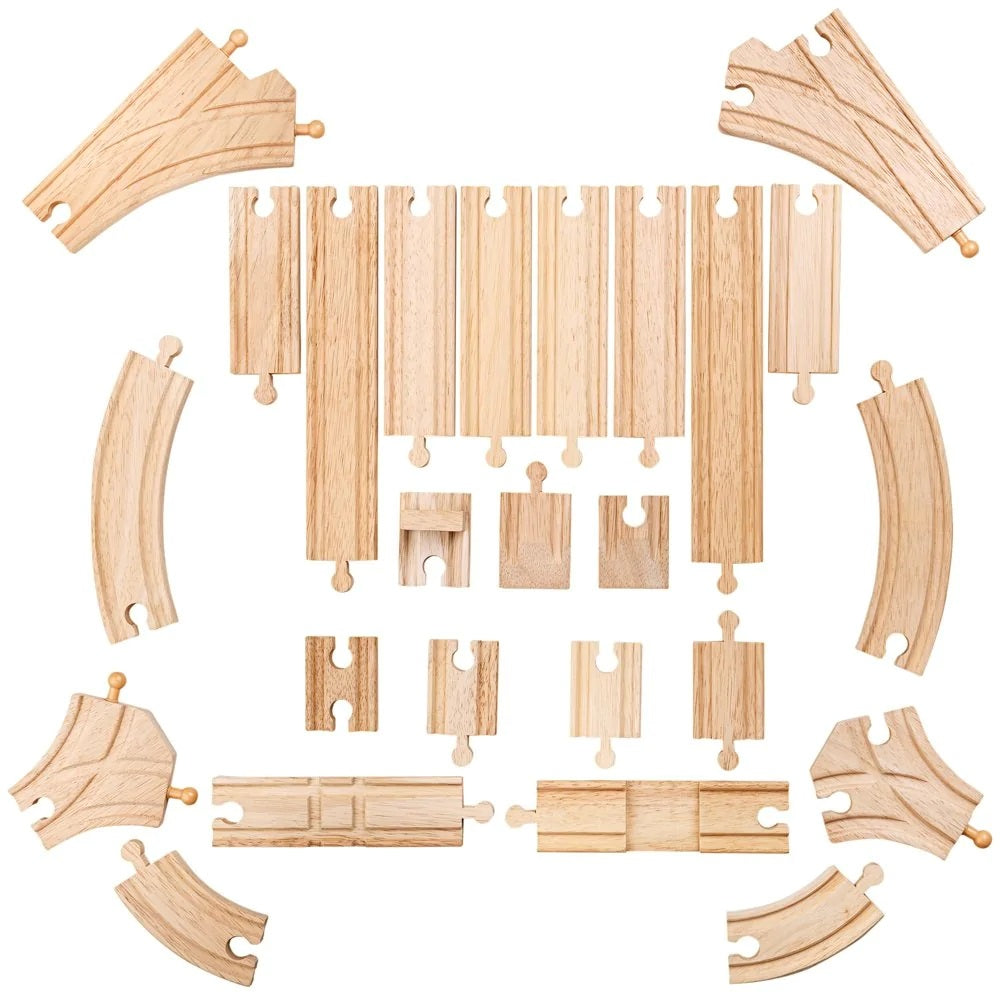 BigJigs Wooden Train Low Level Expansion Set (25 pieces)