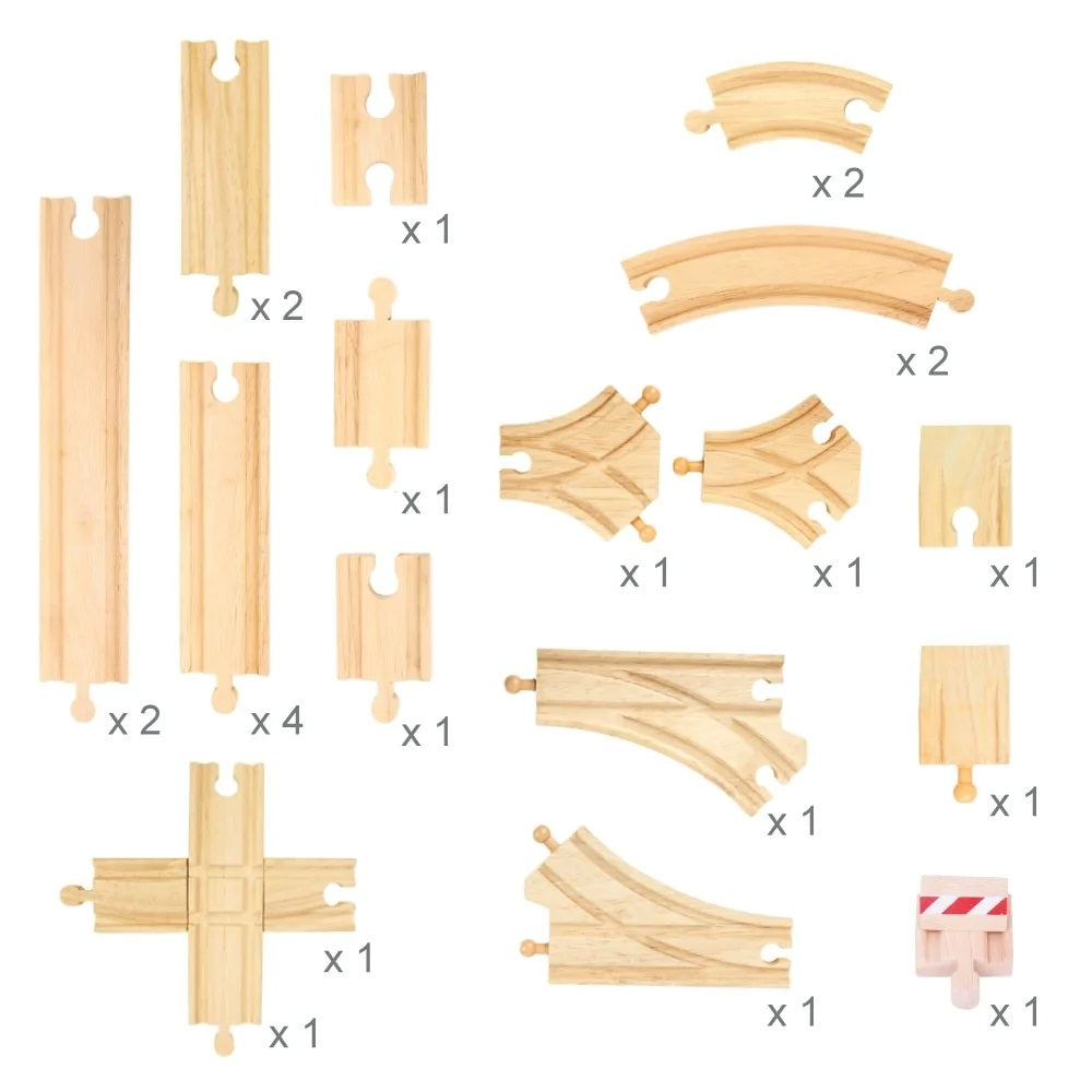 BigJigs Wooden Train Low Level Expansion Set (25 pieces)