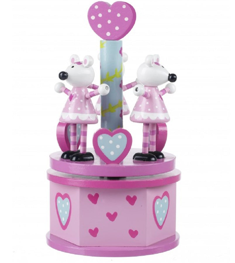 Pink Mouse Carousel Music Box