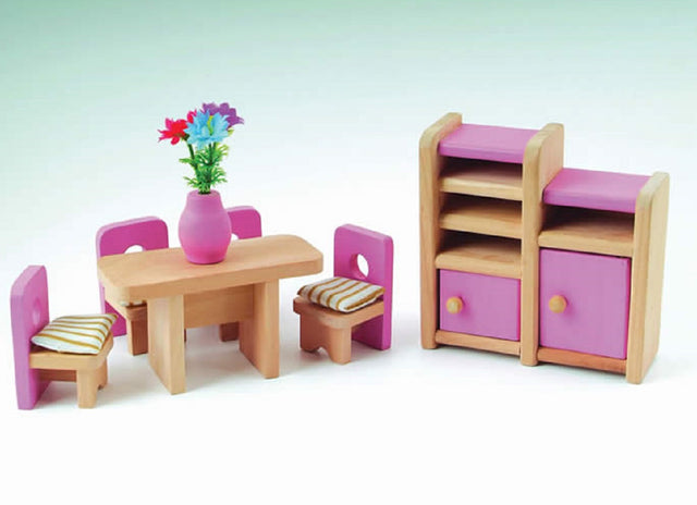 Pink Dolls House Dining Room Set