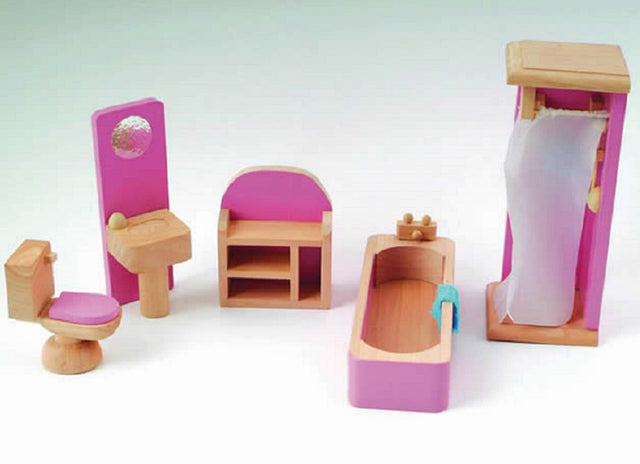 Pink Dolls House Bathroom Set