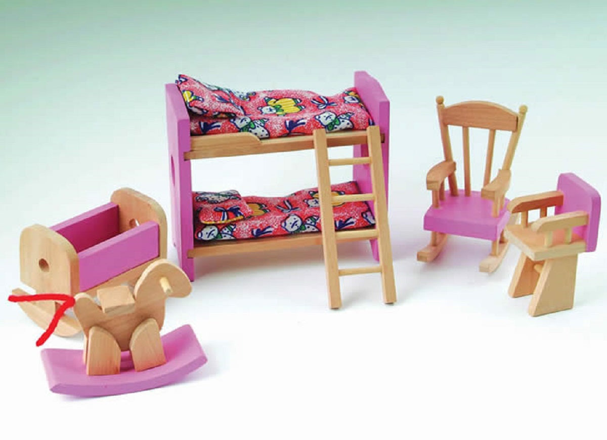 Pink Dolls House Childrens Bedroom Set