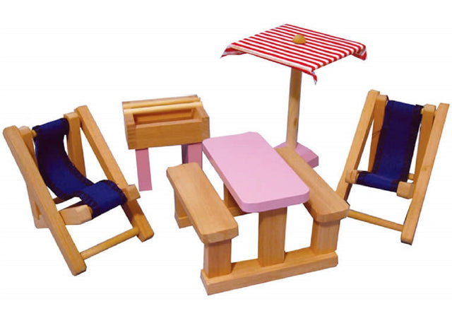 Pink Dolls House Courtyard Garden Set