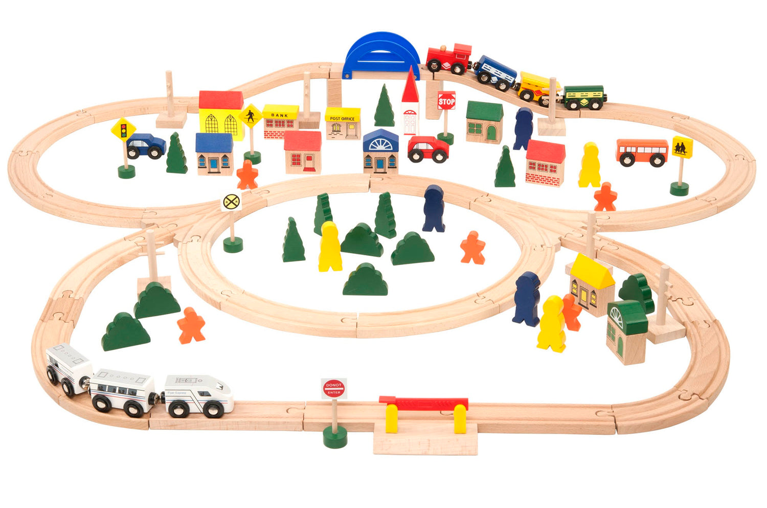 Wooden Deluxe Chug Along Train Set - 102 Pieces