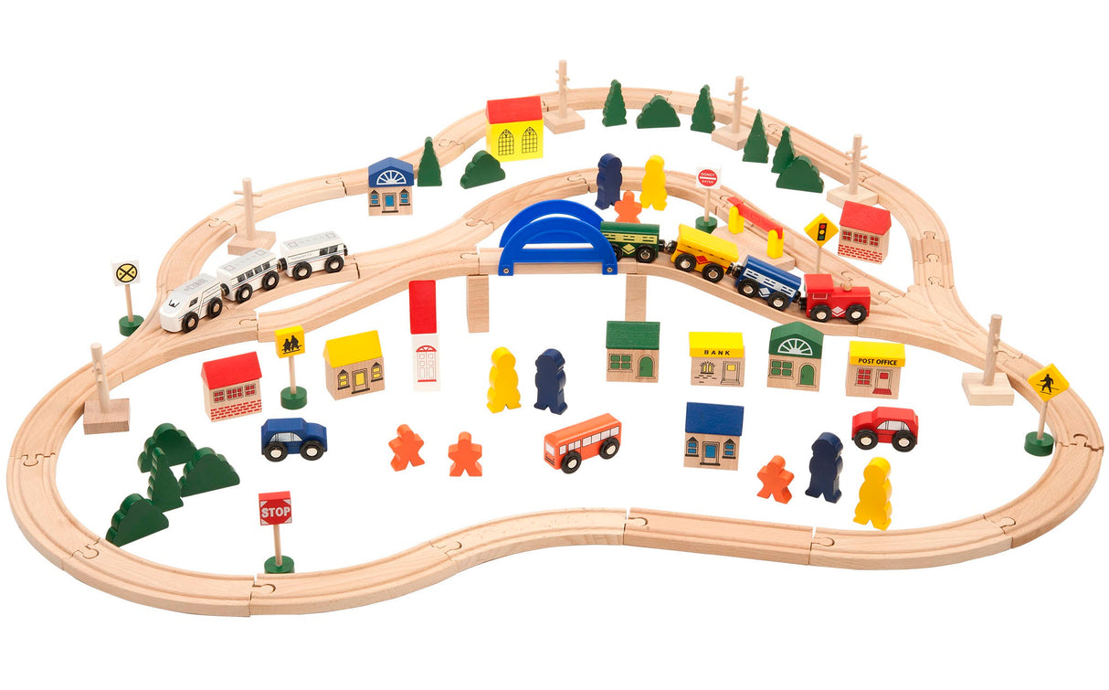 Wooden Deluxe Chug Along Train Set - 102 Pieces