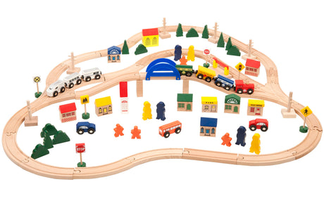 Wooden Deluxe Chug Along Train Set - 102 Pieces