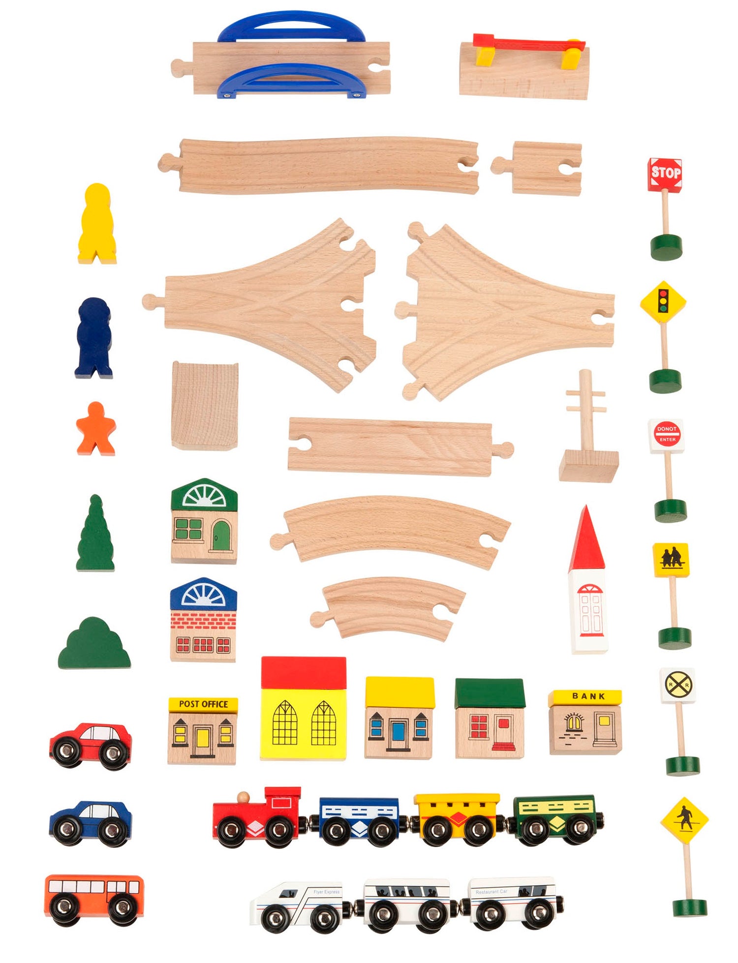Wooden Deluxe Chug Along Train Set - 102 Pieces