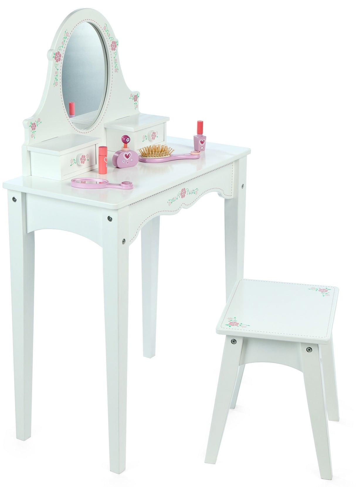 White Wooden Dressing Table & Stool