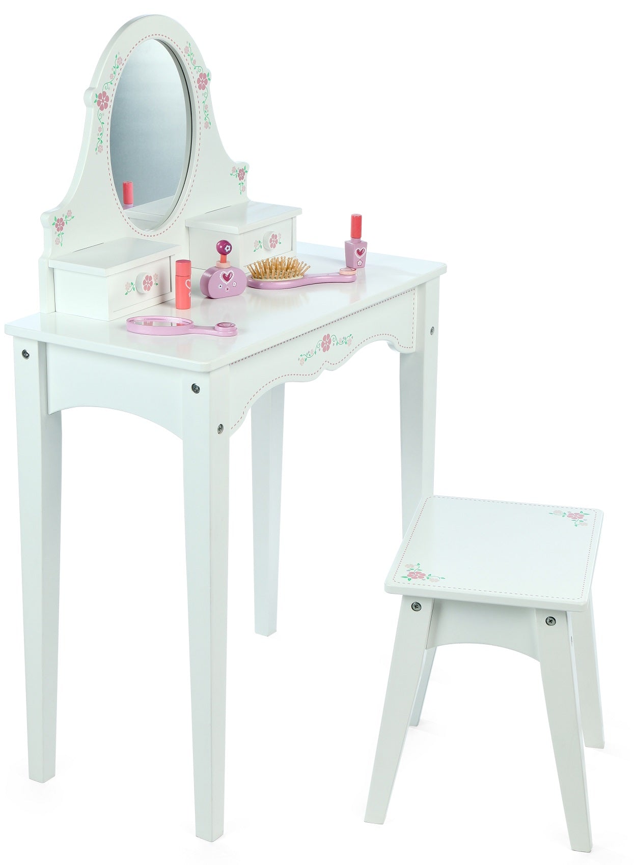 White Wooden Dressing Table & Stool