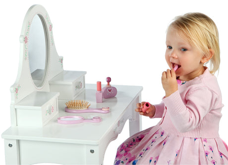 White Wooden Dressing Table & Stool