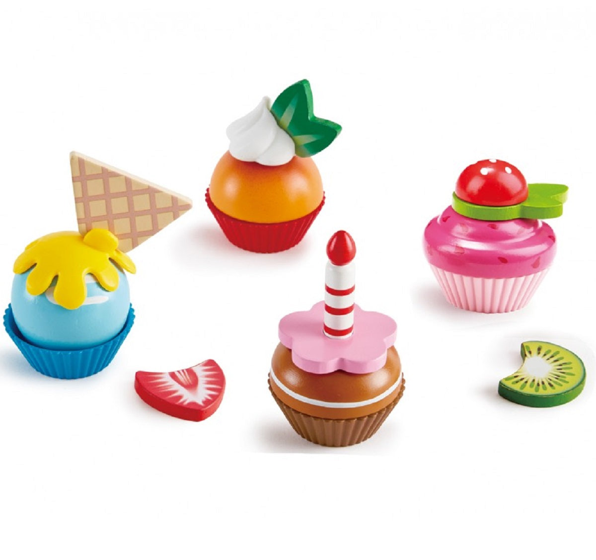 Set of 4 Wooden Cupcakes