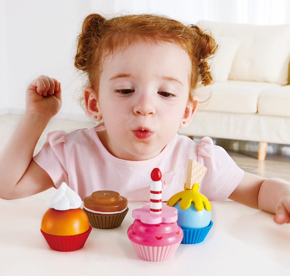 Set of 4 Wooden Cupcakes