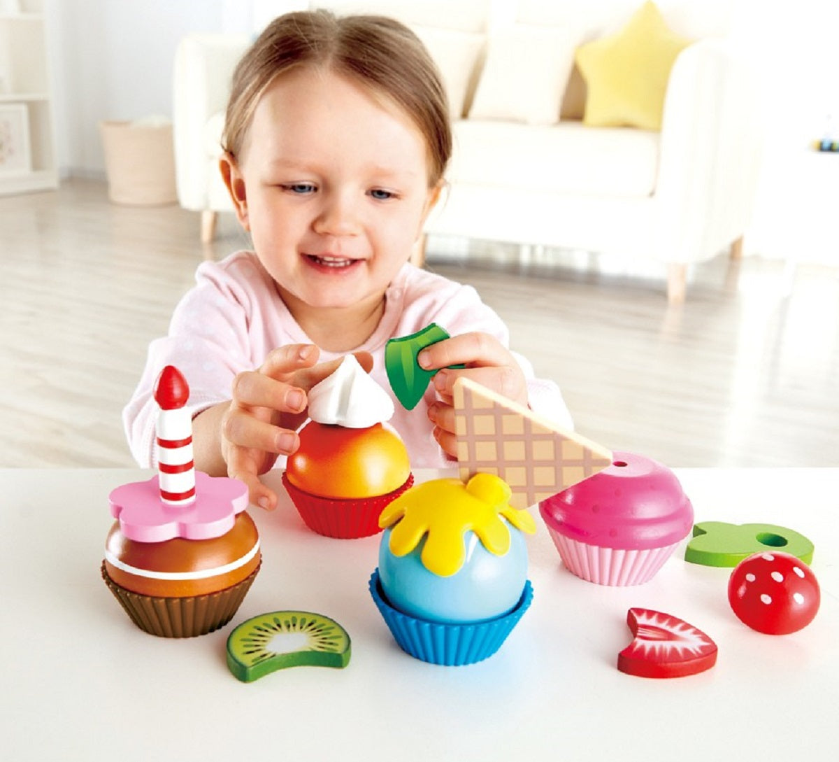 Set of 4 Wooden Cupcakes