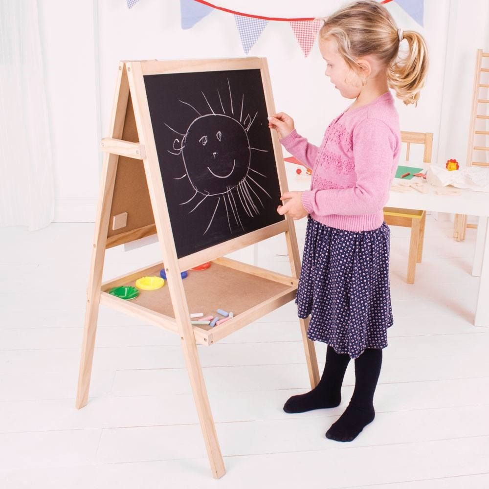 Childrens Easel - Chalkboard & Whiteboard with Paper Roll