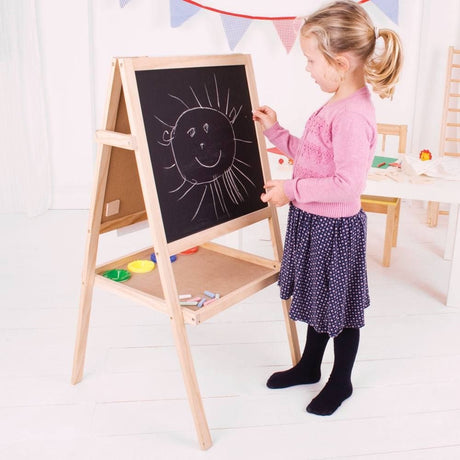 Childrens Easel - Chalkboard & Whiteboard with Paper Roll