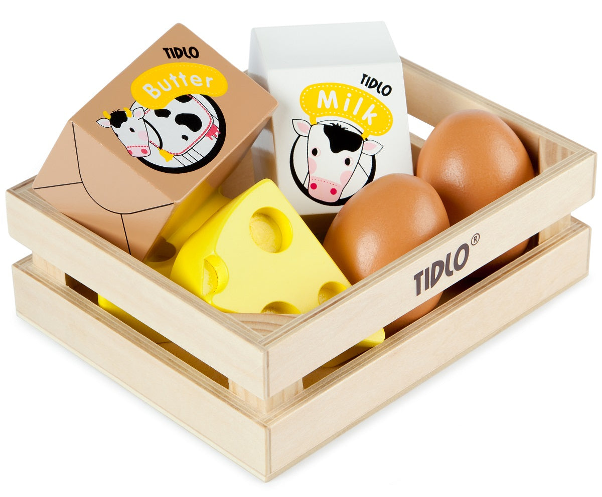 Tidlo Wooden Eggs and Dairy Set