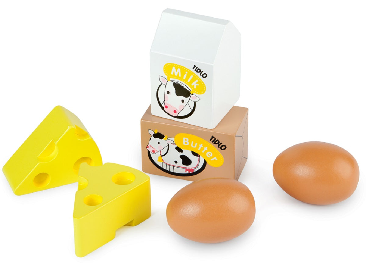 Tidlo Wooden Eggs and Dairy Set