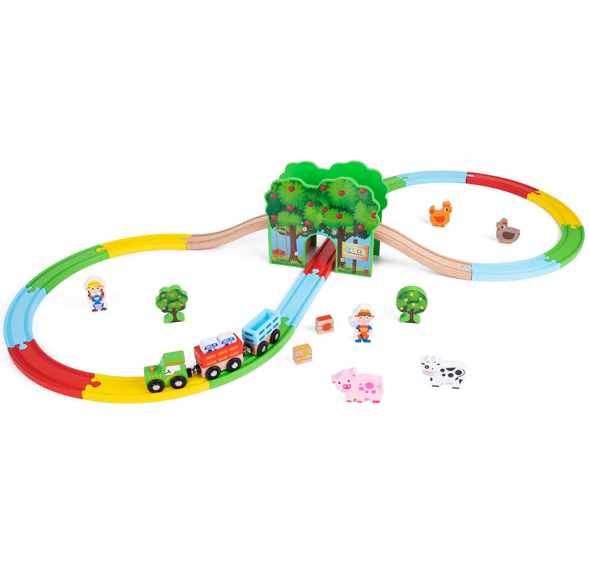 Woody Treasures Farm Train Set