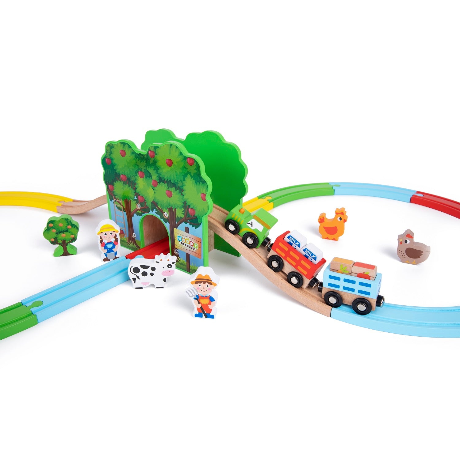 Woody Treasures Farm Train Set