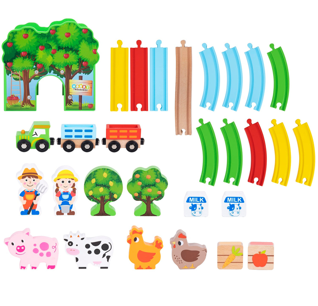 Woody Treasures Farm Train Set