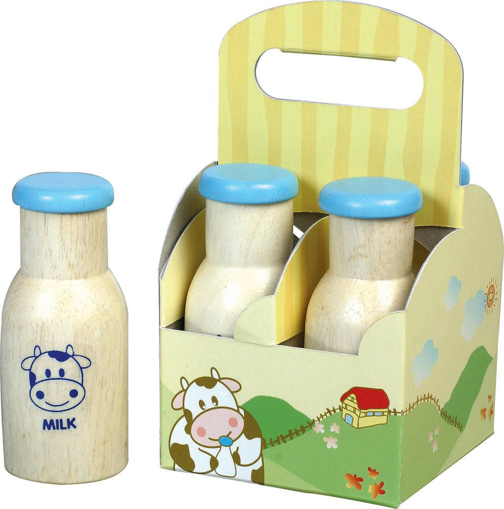 BigJigs Wooden Milk Bottles and Carrier