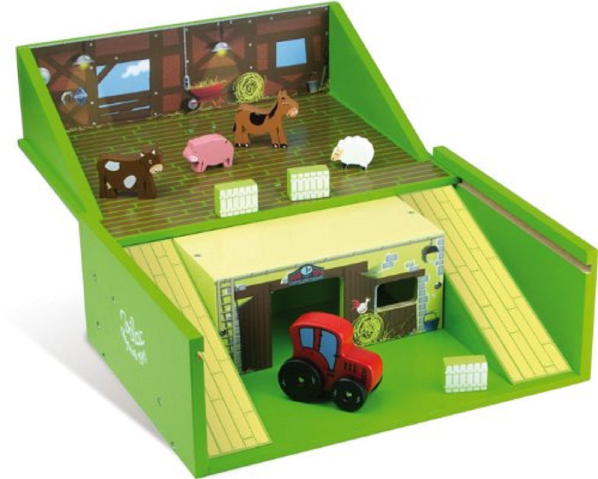 Farm Play Set in a Wooden Suitcase