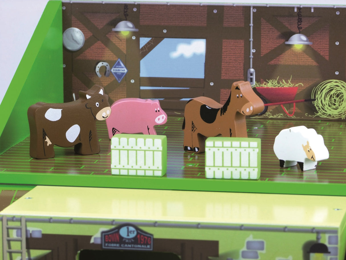 Farm Play Set in a Wooden Suitcase