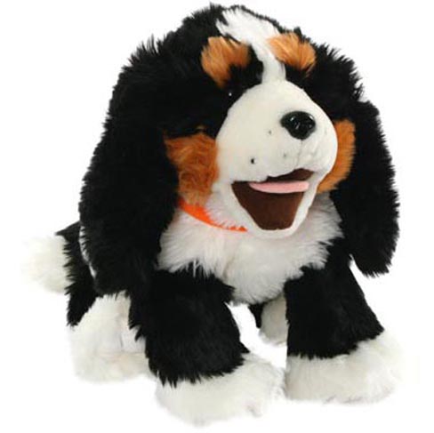 Full Size Puppet - Black, Tan & White Puppy