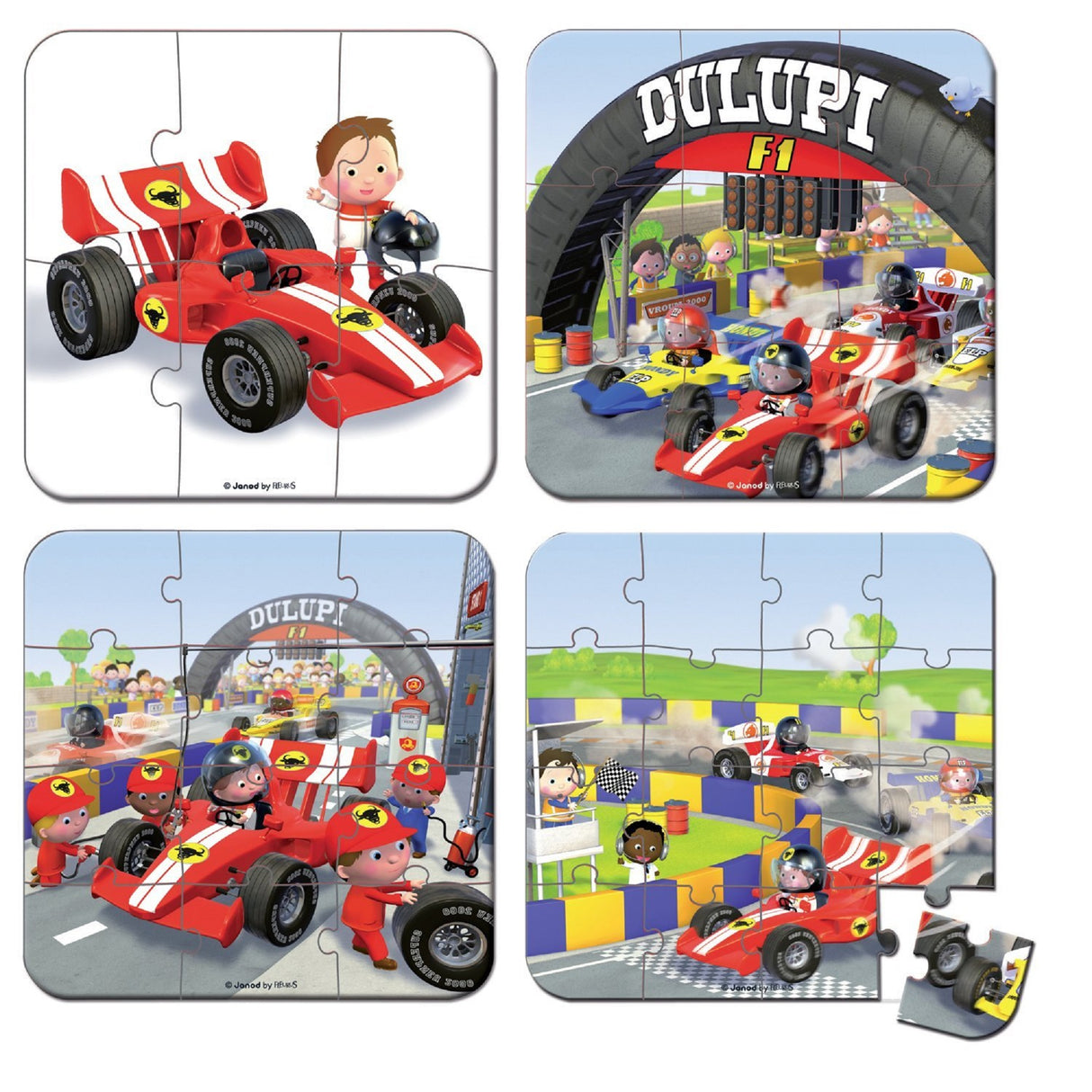 Gabin's Formula 1 - Set of 4 Jigsaws in a Suitcase