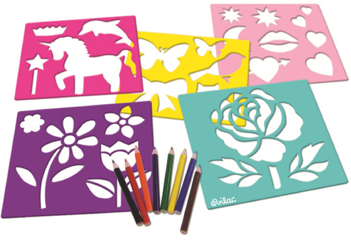 Girly Wooden Stencils in a Suitcase