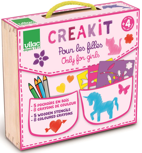 Girly Wooden Stencils in a Suitcase