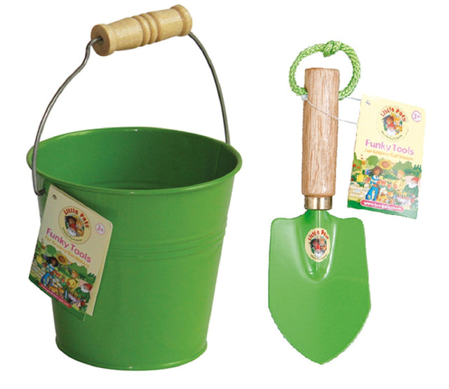 Childrens Green Bucket and Trowel