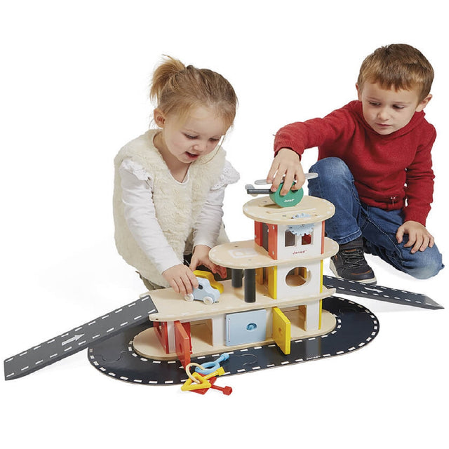 New Janod Wooden Toy Garage