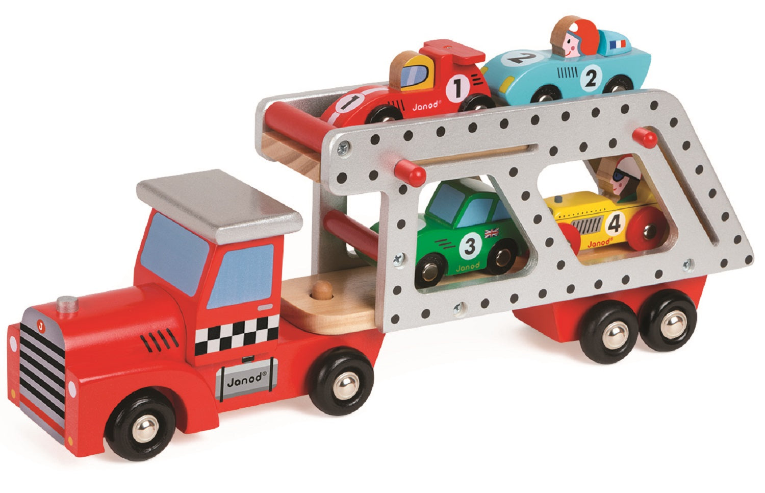 Car Transporter with 4 Racing Cars
