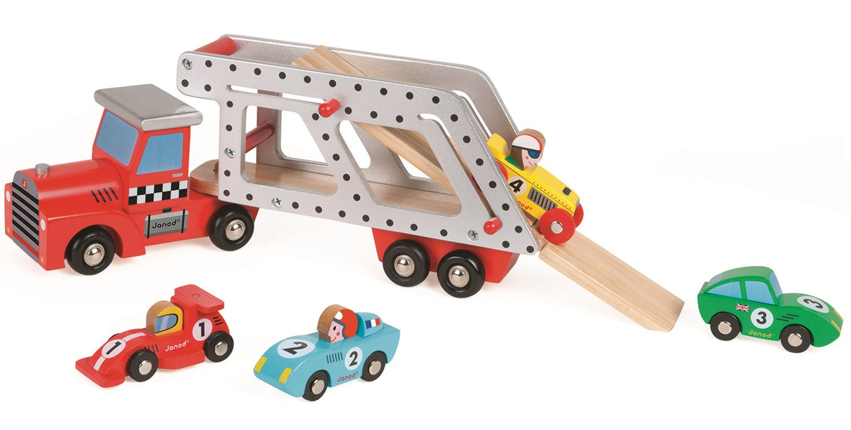 Car Transporter with 4 Racing Cars