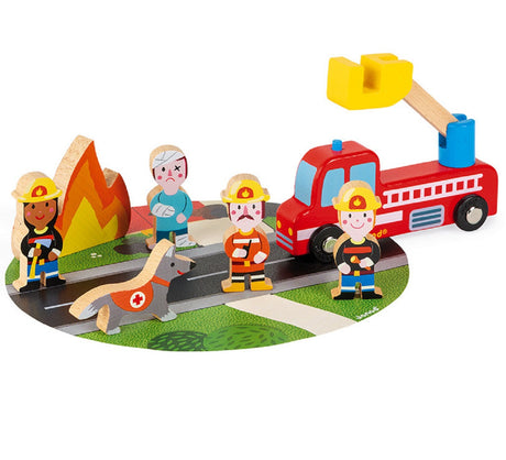Wooden Mini Playset - Firefighters