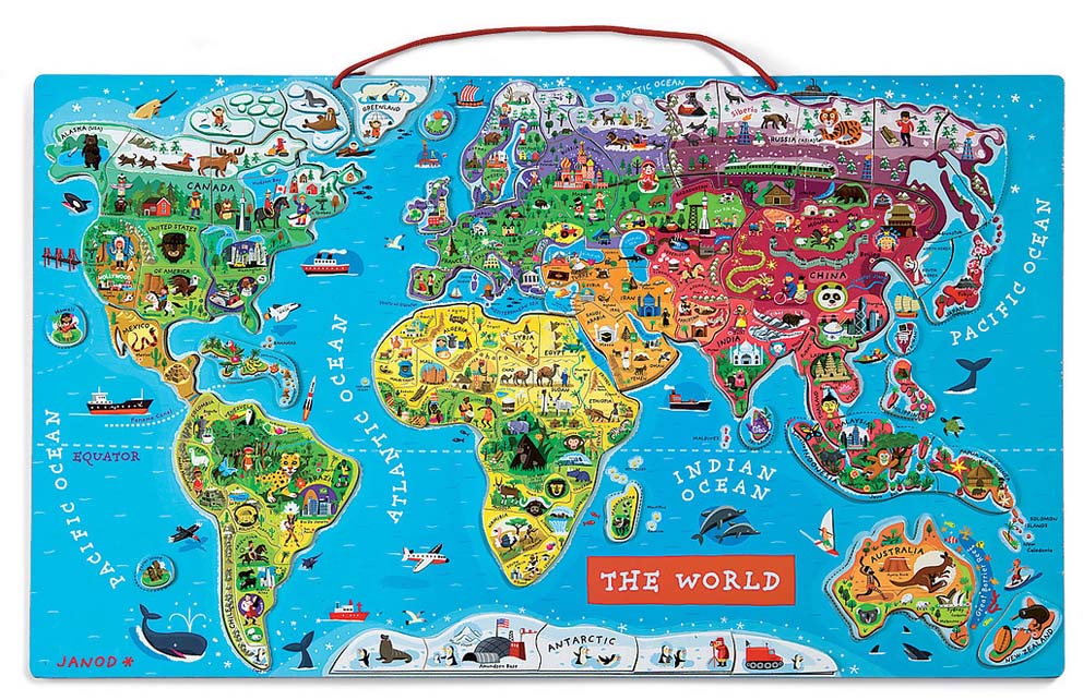 Magnetic World Map with 92 Magnets